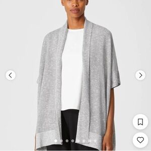 Eileen Fisher Organic Cotton Linen Slub Cardigan in Light Grey Size S